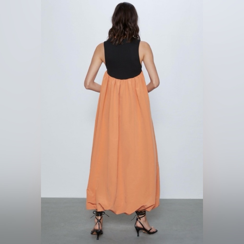 Zara orange and black sleeveless maxi dress - Picture 5 of 6
